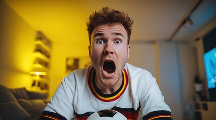 Dedicated German football supporter caught in the heat of the moment
