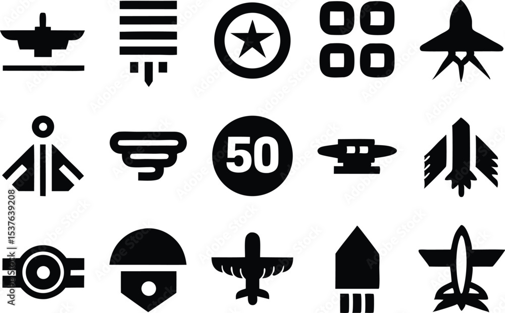 Poster aerodynamic engineering and physics symbol collection isolated on transparent background