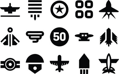 Aerodynamic engineering and physics symbol collection isolated on transparent background