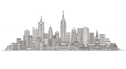Obraz premium City skyline line art illustration