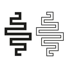 Zigzag shape forms. Abstract corner paths. Geometric line design. Vector minimal elements.