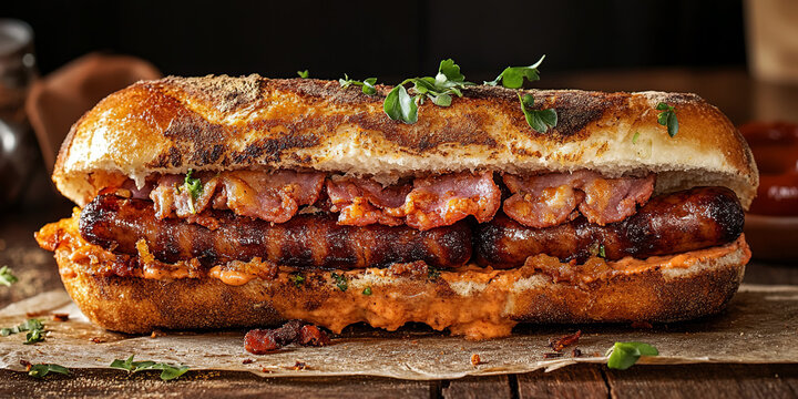 Dagwood dog sandwich battered with fried sausage