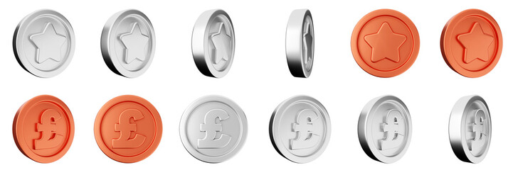 Fototapeta premium 3d coin finance investment wealth payment income money dollar icon set bundle illustration