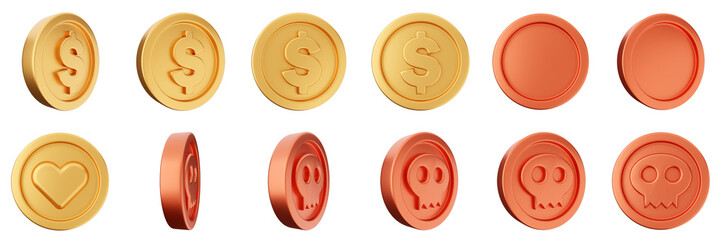3d coin finance investment wealth payment income money dollar icon set bundle illustration