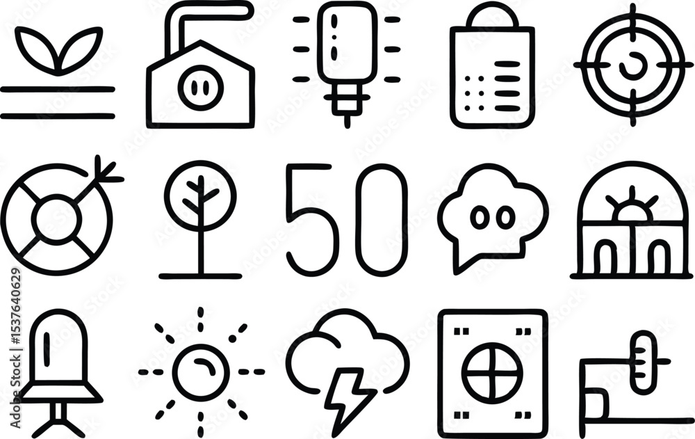 Poster air quality outline icons set for clean air monitoring applications isolated on transparent backgrou