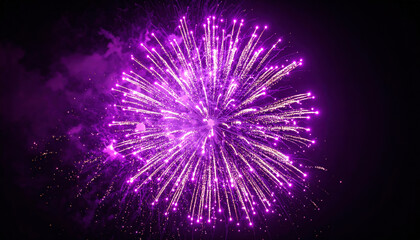 Fototapeta premium Vibrant explosion of purple light illuminates night sky, resembling celestial firework that erupts from darkness, creating stunning visual display