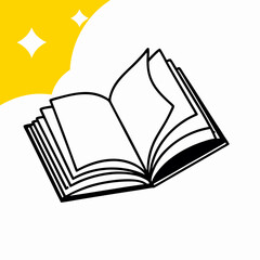 Open Book Illustration, Simple Book Design, Reading Icon