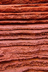 Sedimentary Rock Layers and Rugged Texture with Subtle Motion Eye Level Close Up