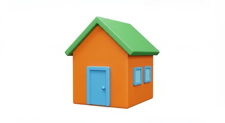 Colorful orange house illustration