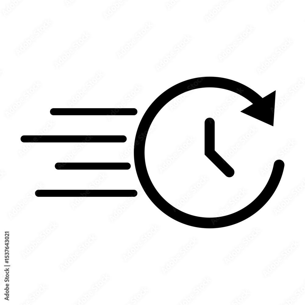 Poster circular time motion. rotating arrow concept. speed indicator vector. minimal clock sign.