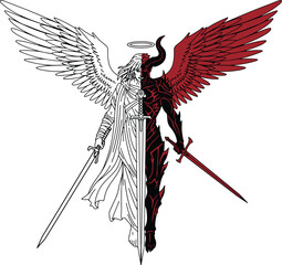 Angel and Demon Duality Illustration