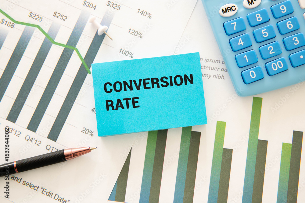 Poster text conversion rate on a white notebook sheet.