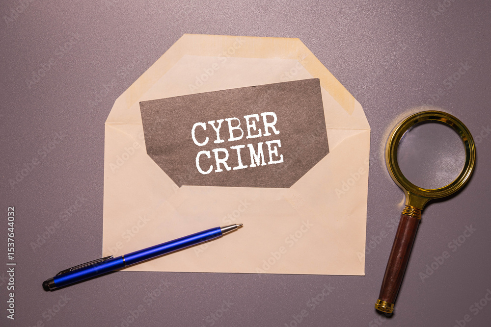 Poster the programmer holds a paper with the text cyber crime