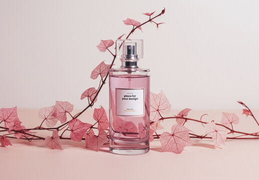 Violet Perfum Flask Label Mockup