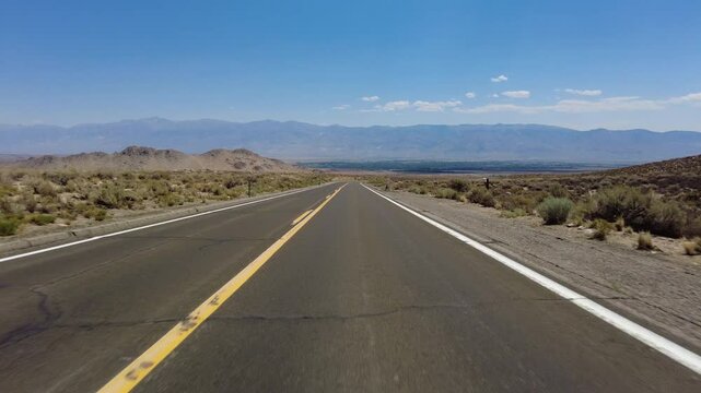 Eastern Sierra Bishop Highway 168 Eastbound 02 Driving Plate Sierra Nevada Mts California USA