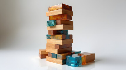 Jenga blocks made of shiny resin