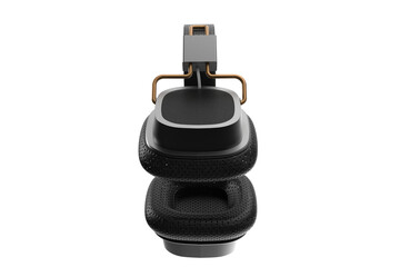 Modern Black Over-Ear Headphones Isolated PNG Cutout. High-Quality Professional Audio Headset for Music, Studio Production, Gaming, Design and Tech Visuals. Clean Product Shot.