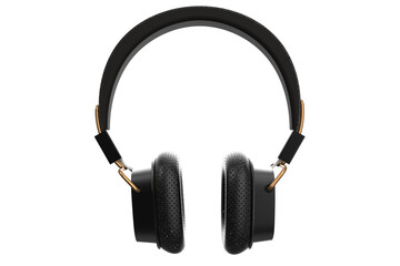 Modern Black Over-Ear Headphones Isolated PNG Cutout. High-Quality Professional Audio Headset for Music, Studio Production, Gaming, Design and Tech Visuals. Clean Product Shot.