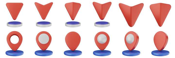 3d location mark navigation mark pin position icon set bundle illustration