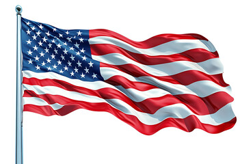 Fototapeta premium American flag waving isolated on white background