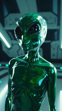 4K UHD Video of a Green Alien Drinking a Draft