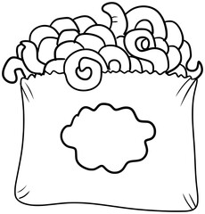 Curly Fries Vector Outline Line Art Drawing
