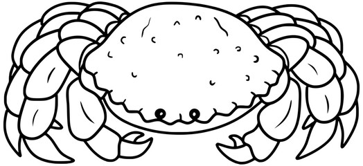 Cute Crab Vector Crustacean Outline Line Art Drawing
