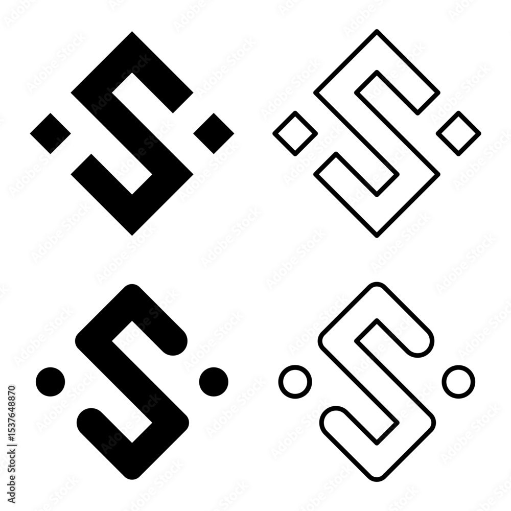 Aufkleber geometric symbol collection. abstract shape icons. black white patterns. vector design elements.