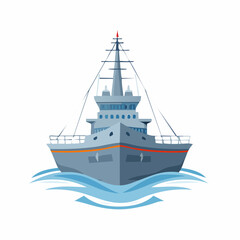 Fototapeta premium Military Warship Vessel Detailed Illustration of a Grey Frigate