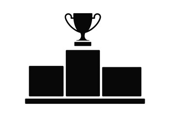 Trophy Podium Icon Black Winner Cup Silhouette Vector