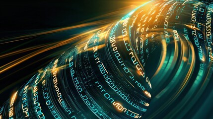 Futuristic Visualization Of Digital Data Flowing Through A Network