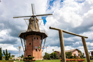 Dutch windmill replica in Holambra, Sao Paulo state. Holambra is the major flower production and dutch immigrant citizens in Brazil.