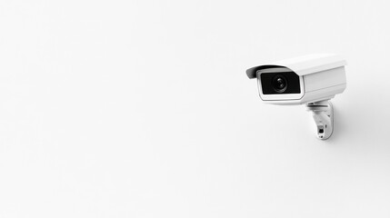 Security camera mounted on white wall
