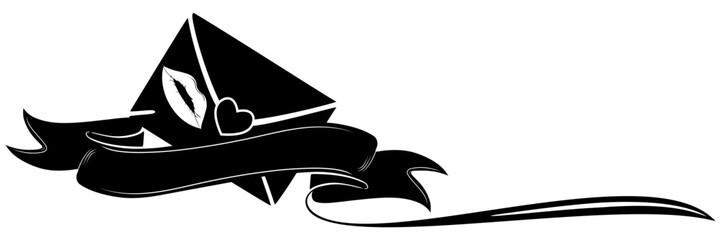 Silhouette of letter paper and lips for international kissing day