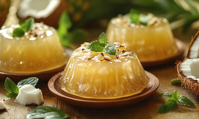 Gelatina de Pina con Coco - Pineapple and coconut gelatin, a tropical treat.