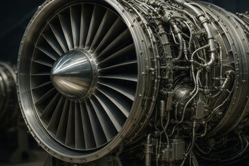 Advanced commercial aircraft turbine engine showcasing precision aerospace engineering and cutting-edge aviation technology for industry manufacturing