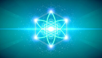Abstract Glowing Energy Hexagon Quantum Physics and Sacred Geometry Art