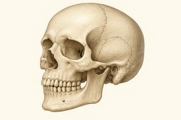 Anatomical skull model with detailed bone structure for medical education and scientific study purposes