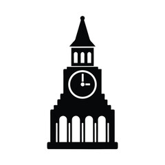 Frozen Clock Tower Icon Vector Illustration
