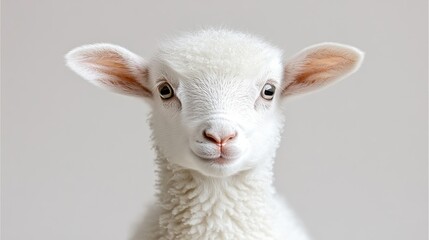 Fototapeta premium Adorable Lamb Portrait on White Background