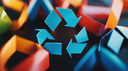 Environmental preservation conceptualization, recycling symbol in a stylized scene