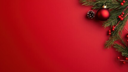 Christmas decoration on red background