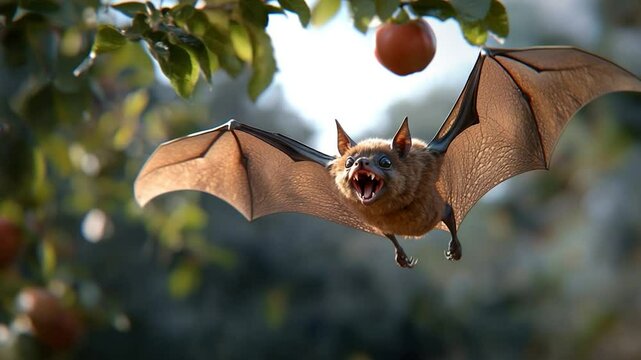 Flying bat with spread wings nature wildlife concept
