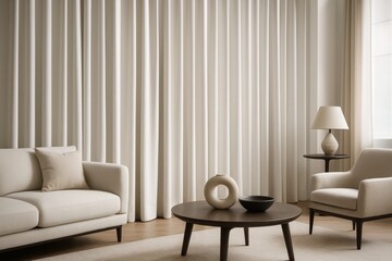 Modern white curtain mockup with clean lines and minimalist interior design for home decoration showcase
