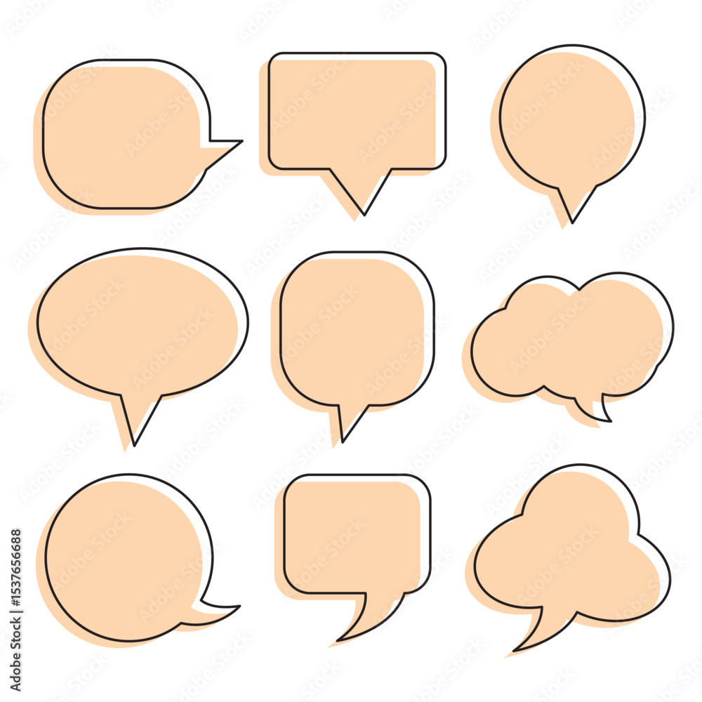 Poster speech bubble, speech balloon, chat bubble line art icon for apps and websites. set of speech bubble