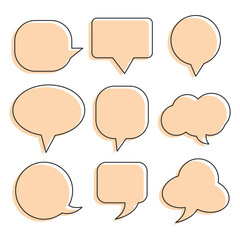 Speech bubble, speech balloon, chat bubble line art icon for apps and websites. Set of speech bubble, comic sticker, chat box and empty social media message balloon silhouette or communication network