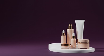 Naklejka premium Elegant Skincare Product Set on a White Pedestal