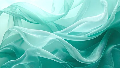Fototapeta premium Translucent mint green organza with light diffusion, soft ethereal background