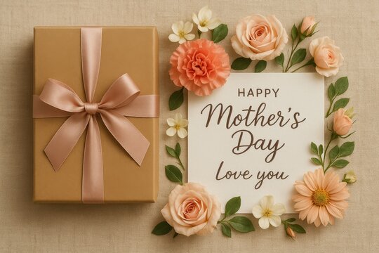 Elegant Mother's Day gift presentation with beautiful card and thoughtful packaging celebrating maternal love and family appreciation