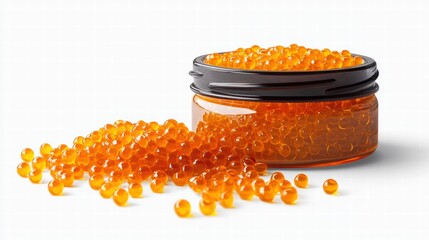 Vibrant Orange Gel Beads in Glass Jar with Spilled Beads Nearby